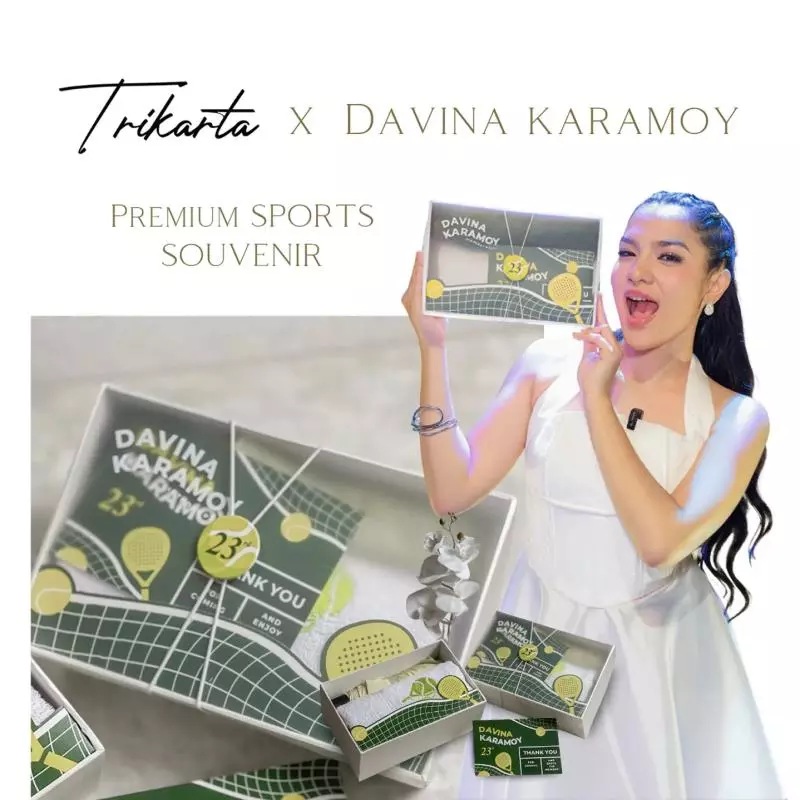 1. Davina Karamoy, Handuk Bordir Neon yang Fresh & Sporty