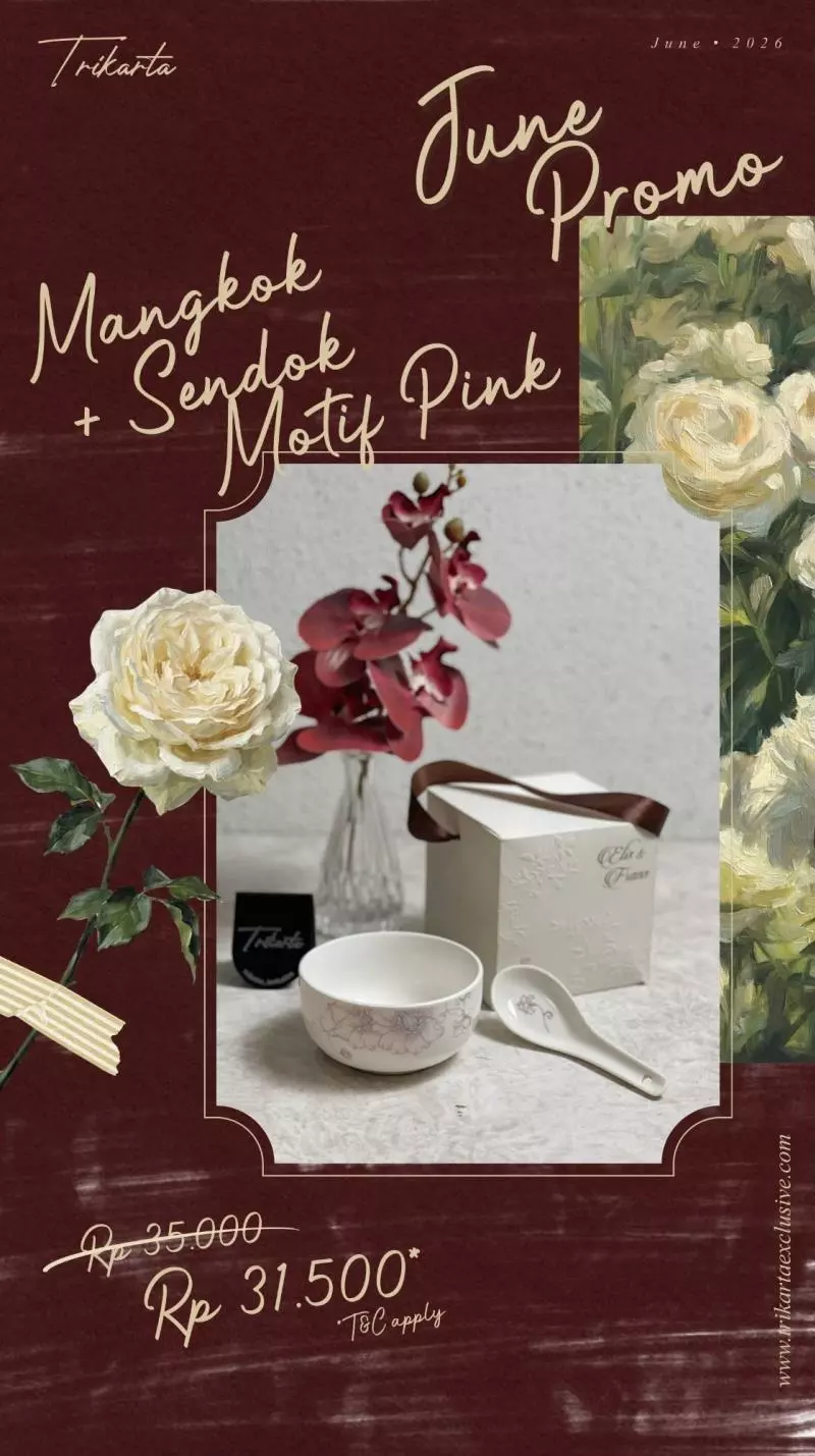 Mangkok Sendok Motif Pink