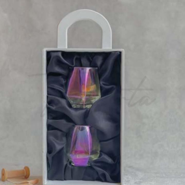 gelas kaca rainbow packing badan kayu 20040814596