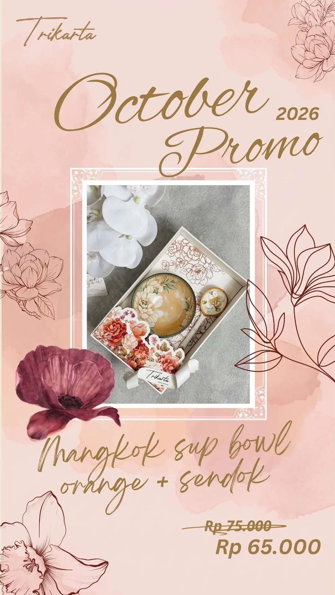 Mangkok Sup Bowl Orange Sendok