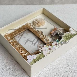 Frame Kaca List Daun - Aroma Therapy Crystal - Bunga Kering Packing