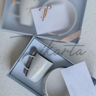 Mangkok Two Tone Polos Mug Sendok Packing Hardbox Custom Selubung