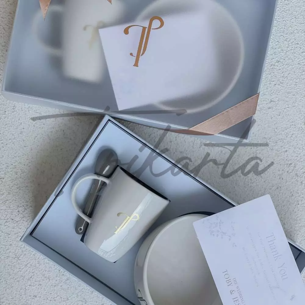 Mangkok Two Tone Polos Mug Sendok Packing Hardbox Custom Selubung