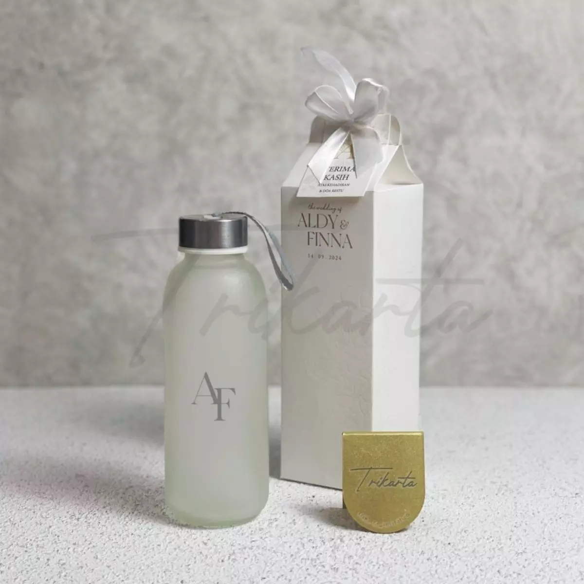 Botol Kaca Doff Paperbox Embos Putih