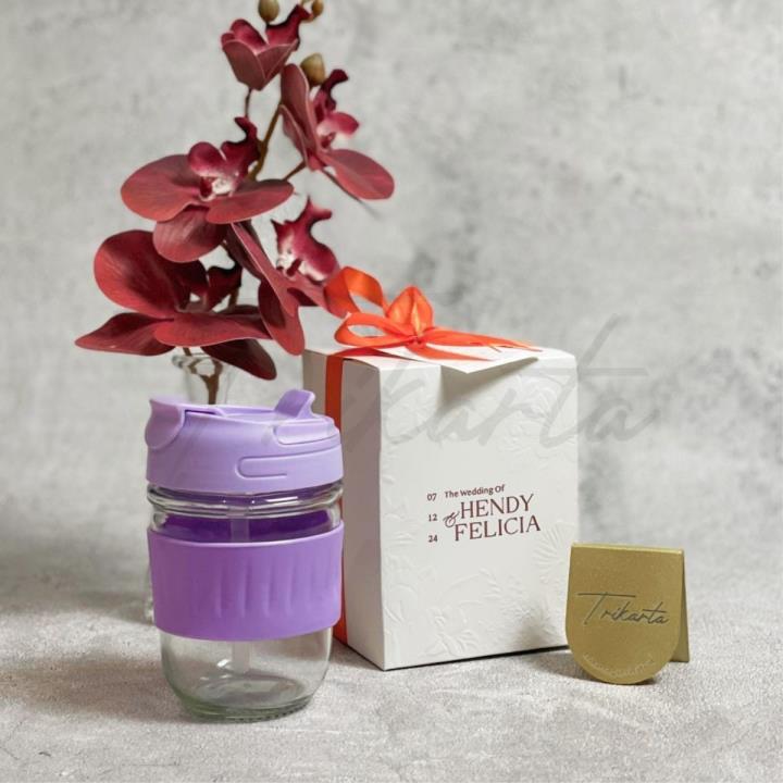 Tumbler Coffee 350ml Packing Paperbox Mug Embos Putih