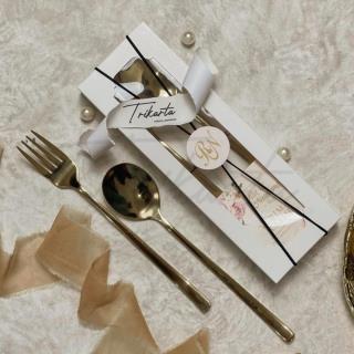 Sendok Garpu Korea Gold/ Silver Paperbox Putih
