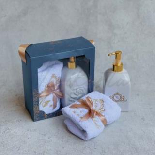 Handsoap Keramik Mawar Putih Paperbox Lubang Tengah